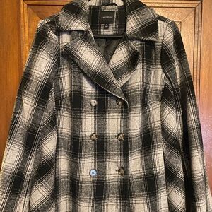 LANE BRYANT Double Breasted Plaid Jacket Peacoat SZ 14. Like New condition